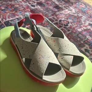Womens camper sandal. Paint splatter look